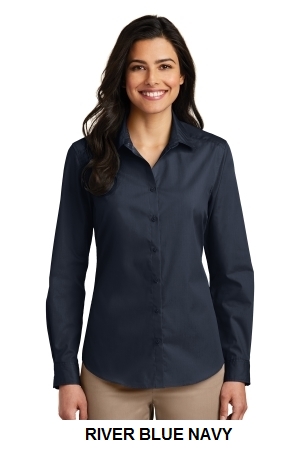 Port Authority® Ladies Long Sleeve Carefree Poplin Shirt.  PORT A.  LW100